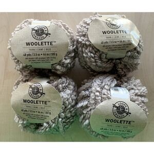 Loops & Threads Woolette Yarn LOT of 4 Beige Wool Blend Same Dye #